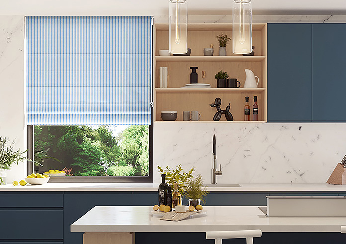 Lace Stripes, Vintage Blue - Roman Blind - Image 3
